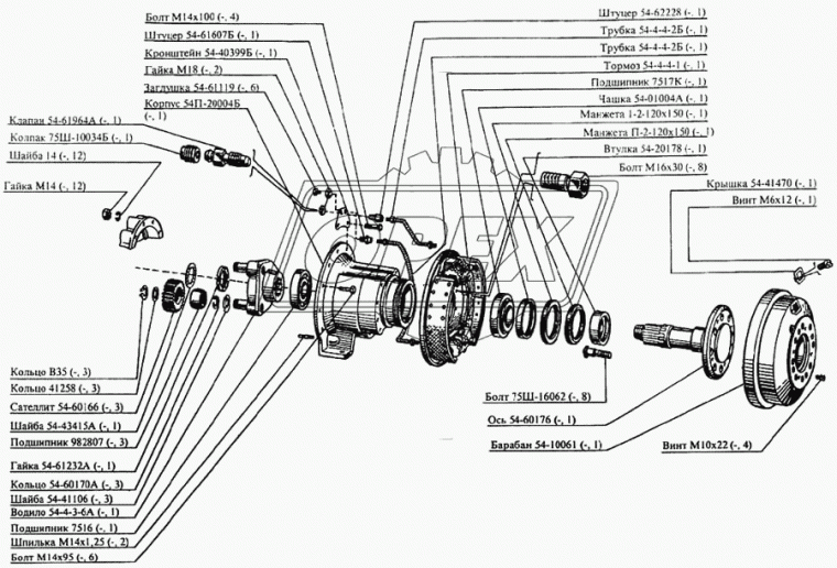 54-61232А Гайка С/И водила бортового редуктора ДОН-1200