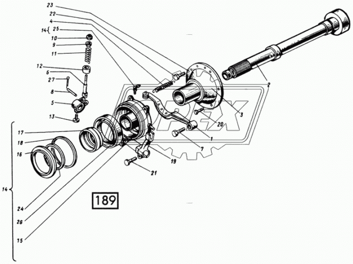 150.21.214-3 Вал муфты сцепления (короткий) (гус.)Т-150 ХТЗ