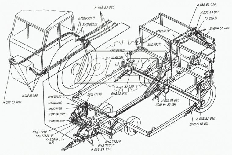 Н.036.83.020 Рукав ВД (шланг) L=410 М20х1,5 К=24 Метрукав