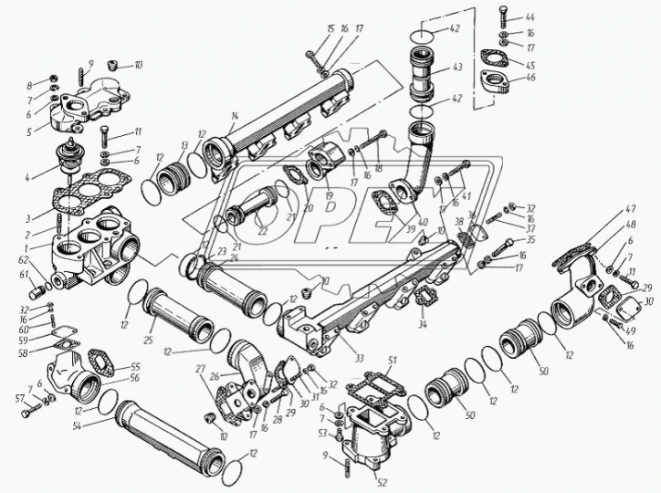 842.1303101-10 Труба водяная левая ТМЗ