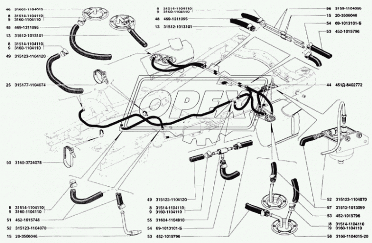 315123-1104070 Трубка (медь) ф8; L=1270 Ш=М14+К14/под шланг ф8 подачи топлива от фильтра грубой очистки УАЗ
