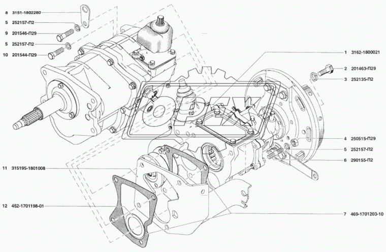 315195-1801008 Пластина (сталь) промежуточная L=200х200 4отв.ф12 с кронштейном крепления оболочки троса УАЗ