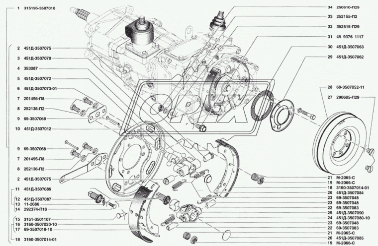 69-3507048 Пружина растяжная L=50 (9вит.) ф6х11 dвит=2 колодок ручника ЭТНА
