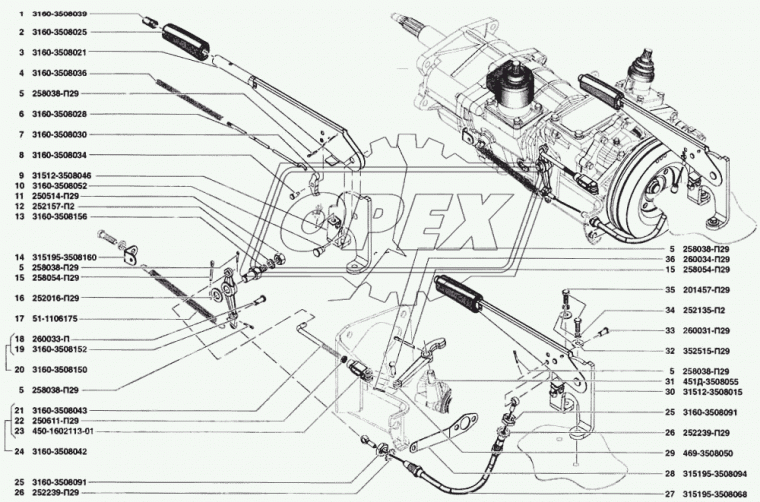 260034-П29 Палец ф8х25 L1=21 под шплинт привода руч.торм. ГАЗ,УАЗ,Камаз ЭТНА