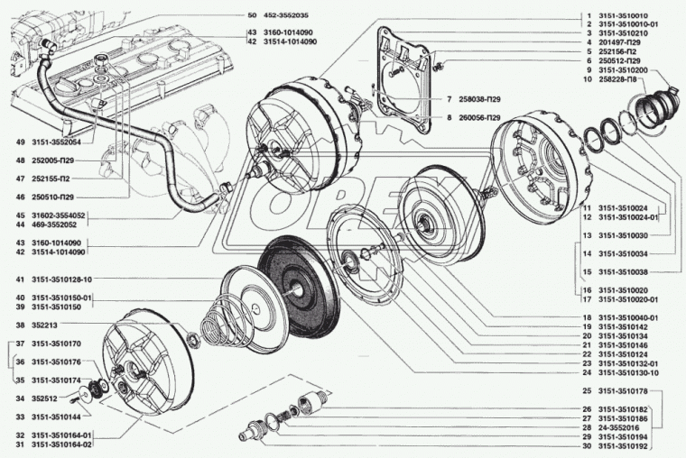 3151-3510010 Усилитель вакуумный тормозов УАЗ-452,469,3151,3741 ПЕКАР