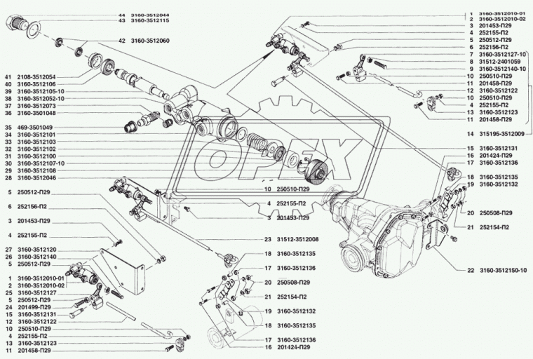 31512-3512008 Регулятор давления тормозов в сборе УАЗ-31512 УАЗ