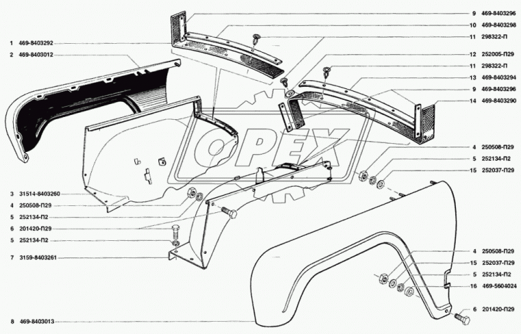 469-8403298 Держатель уплотнителя брызговика правый УАЗ