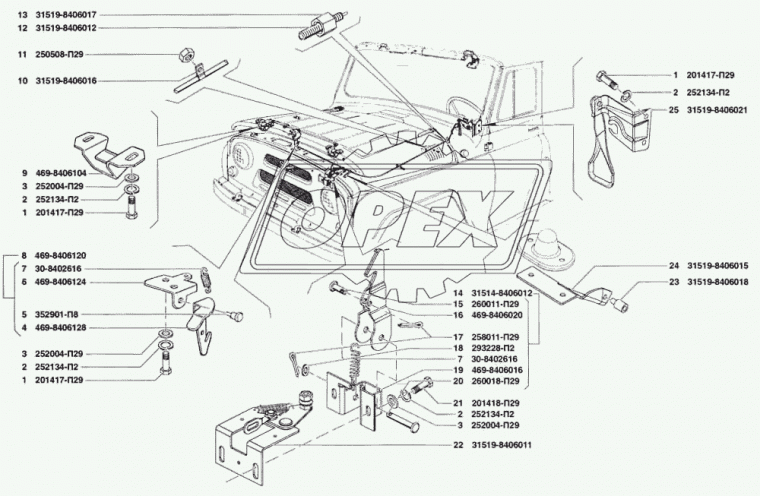 469-8406120 Замок капота(стар.обр) фиксатор УАЗ