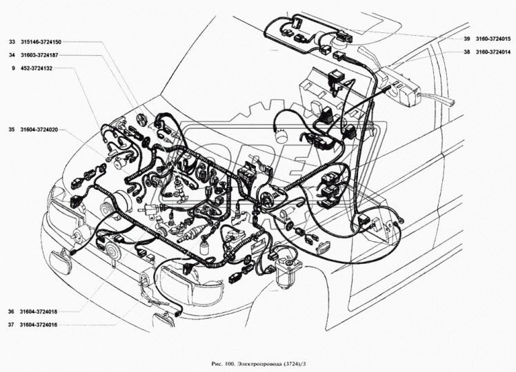 3160-3724015 Жгут проводов вентиляционного люка №2 РЫБИНСК