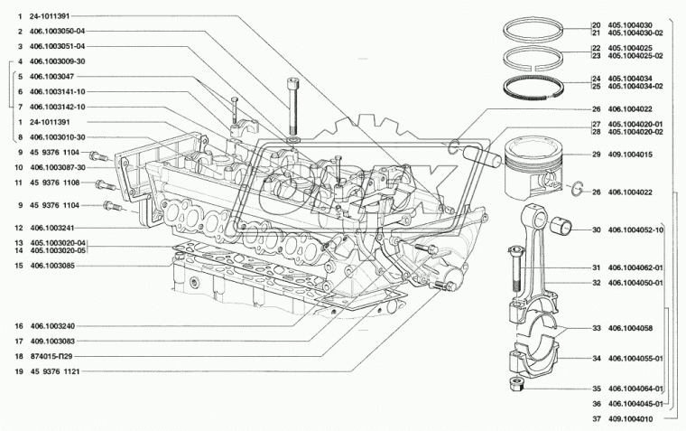 406.1004060 Болт С/И М10х63х1 Р=20 каленый шатуна дв.406,шляпка с усами; в сборе (с гайкой) ЭТНА