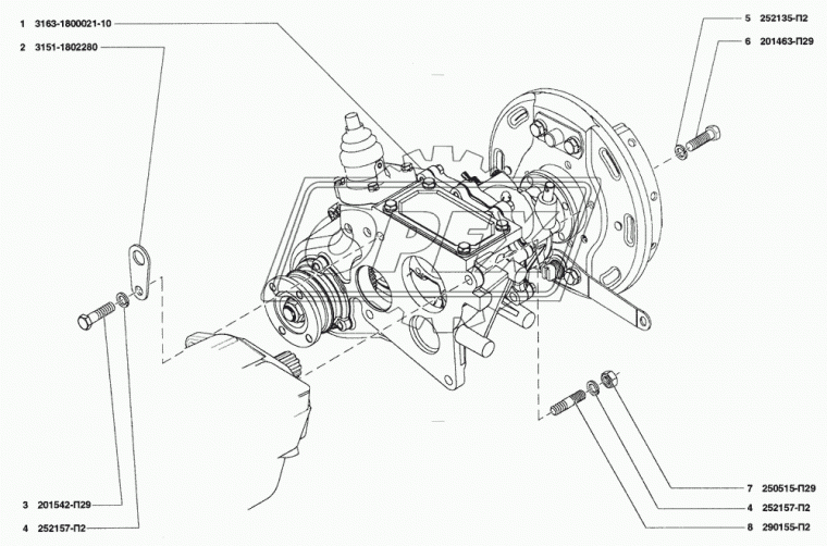 3163-1800021-10 Коробка раздаточная в сборе косозубая УАЗ-3163,Патриот под КПП Dymos механический привод УАЗ