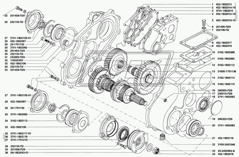 452-1802010-10 Картер РК раздаточной коробки УАЗ-3163,315195,Патриот,Хантер КПП Dymos УАЗ