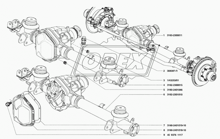 3162-2301010 Картер УАЗ-3163 Патриот моста переднего без АБС, колея 1600мм (СПАЙСЕР) УАЗ