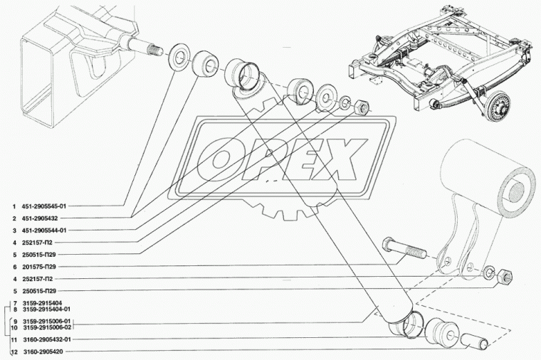 3159-2915006-02 Амортизатор задний УАЗ-3153,3159,3162,2360 (350/560 ход-200); без втулок