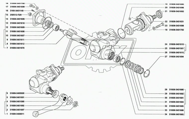 31608-3401611 Подшипник 28х37х20 ролик.радиал.игольчатый 1-ряд.; вала сошки NK 28/20