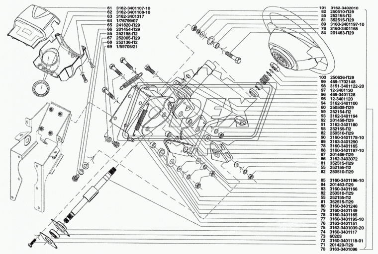 3162-3401107-10 Кожух рулевой колонки верхний УАЗ
