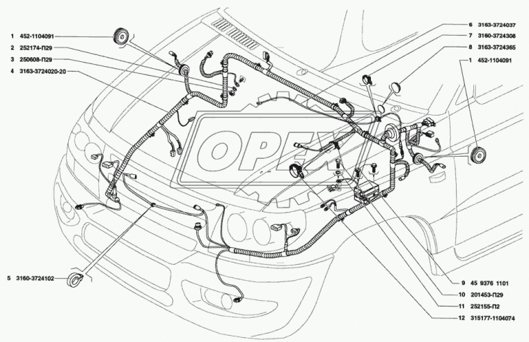 3163-3724020-20 Жгут проводов моторного отсека РЫБИНСК
