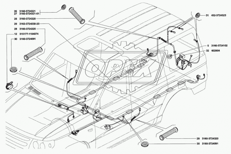 3163-3724030-20 Жгут проводов по кузову РЫБИНСК
