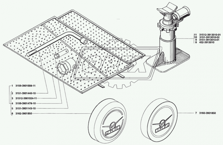 3151-3913010-02 Домкрат винтовой (2т); УАЗ,Газель (прямоугольная опора) усиленный УАЗ
