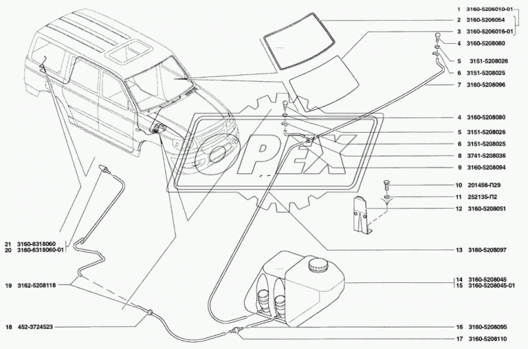 3160-5206010-01 Стекло ветровое (лобовое) УАЗ-3160,3162,3163,Патриот; атермальное,зелен.оттенок
