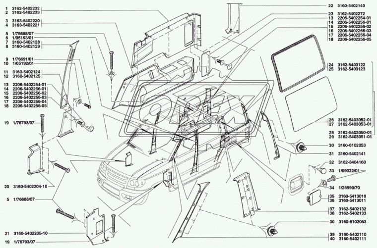 3162-5403052-01 Стекло окна боковины правое РГБ-НН