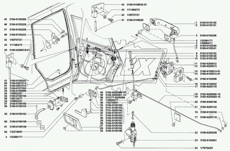 3160-6207014 Уплотнитель проема задней двери правый УАЗ