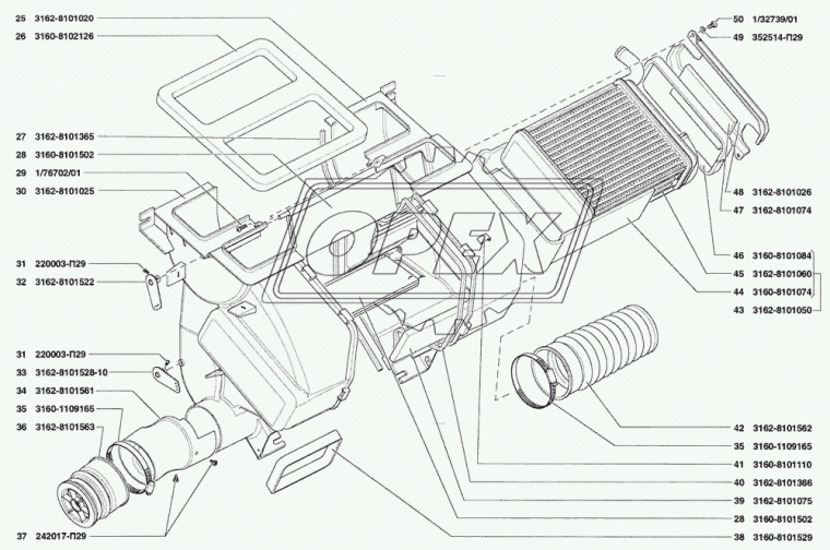 3162-8101366 Жгут уплотнительный отопителя задний РЫБИНСК
