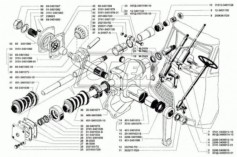 2206-3400012 Механизм рулевой УАЗ-2206 в сб. с сошкой