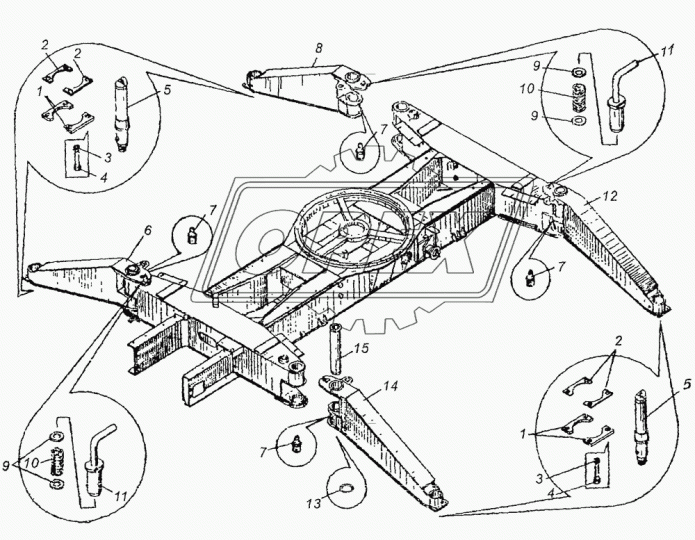 КС-3577.31.400 Опора задняя правая, стар.образца Zspec