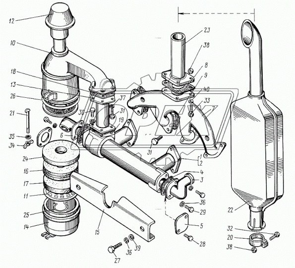 36-1008013-Б Коллектор впускной (чугун) L=430 2 фланца, ЮМЗ (Д-65)