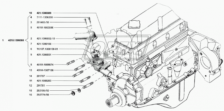 4215.1306008 Термостат с корпусом Газель (дв.УМЗ-4215) УМЗ