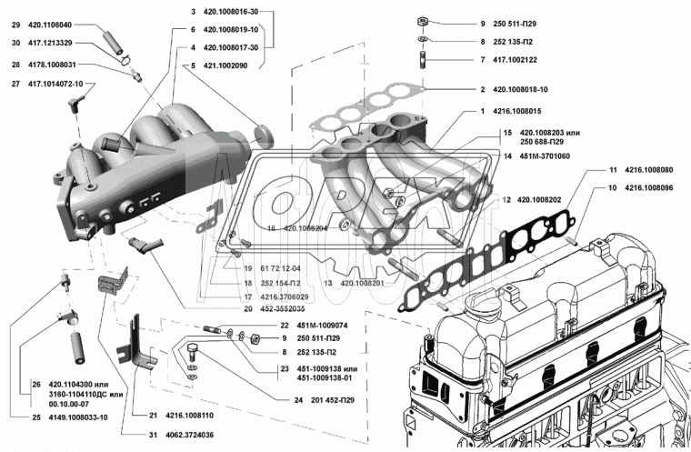 4216.1008110 Кронштейн троса газа (акселератора) Газель Бизнес (дв.УМЗ-4216) УМЗ