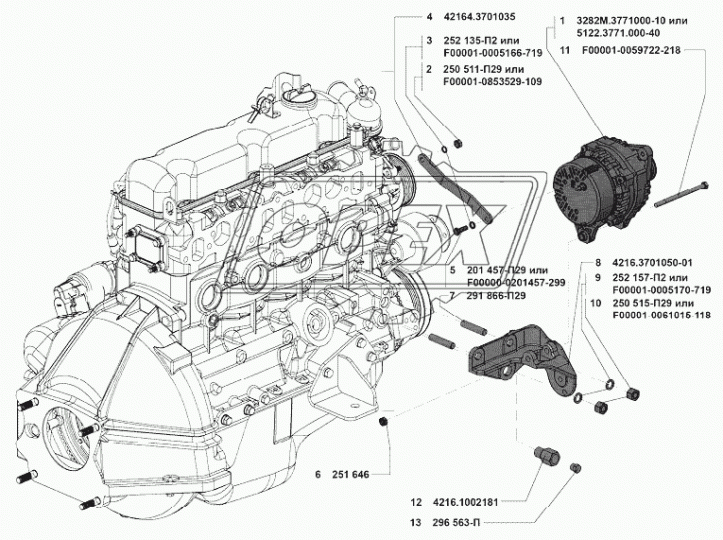 4216.3701050-01 Кронштейн крепления генератора и компрессора кондиционера Газель Бизнес,Некст (дв.УМЗ-4216) ГАЗ