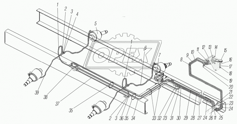 4320БУ-3508582 Трубка УРАЛ к камере тормозной левой в сборе медь Урал