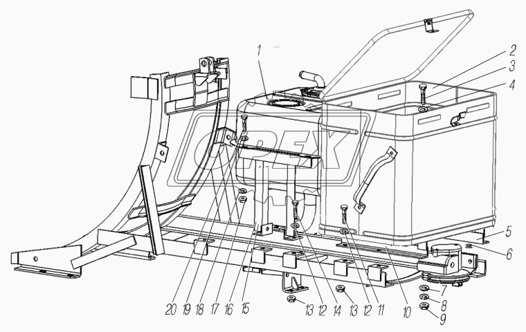 5557-8608009 Бак масляный L=410х370х290 1вх ф23,1вх ф38 гидравлический Урал