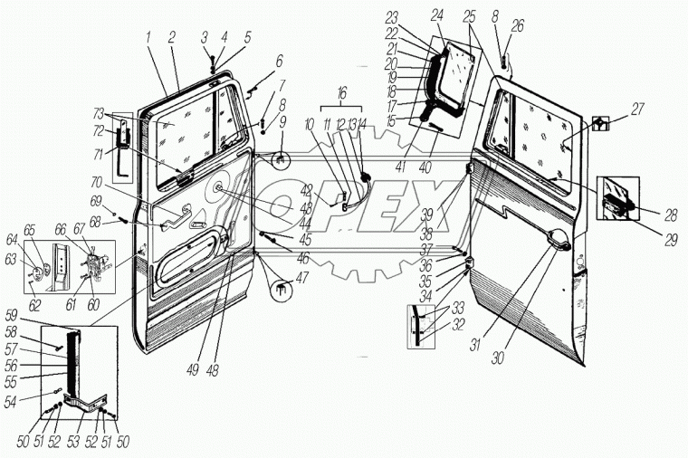 4320Х-6105023 Замок двери 142х70 правый УРАЛ Урал