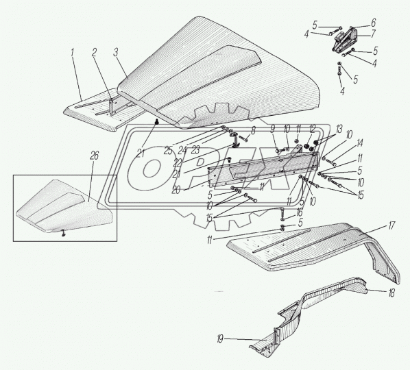 4320Я5-8403261 Брызговик крыла левый (пластик)  УРАЛ Урал