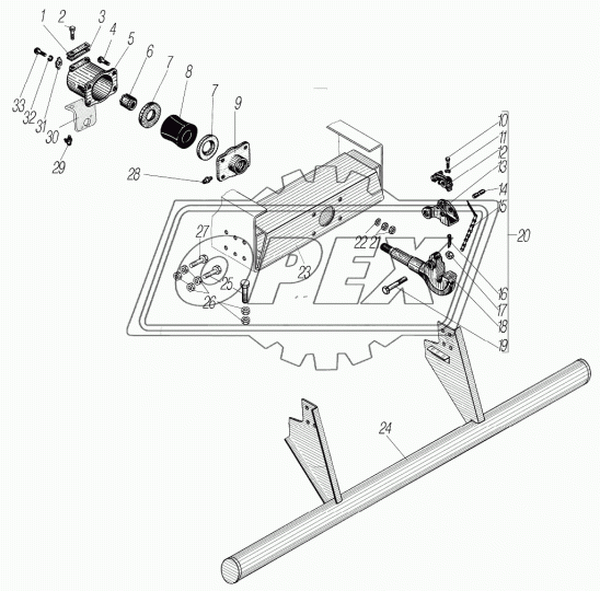 5557-2707228 Поперечина буксирного прибора в сборе Урал