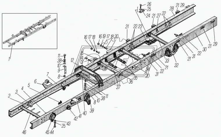 5557-8601040 Кронштейн надрамника в сборе Урал