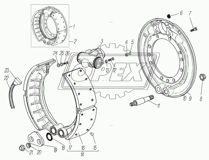 4320БУ-3501010-10 Тормоз УРАЛ рабочий в сборе левый (пневмо) Урал