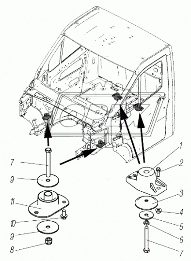 33023-5001040 Кронштейн крепления кабины ГАЗ 33023,331043,331063,231073,Газель,Соболь,Некст,ГАЗон Некст (фермер) задний в сборе ГАЗ