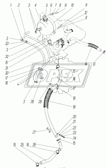 4320-1015548 Шланг МБС ф27х36 L=340-360 подогрева котла без штуц, УРТ