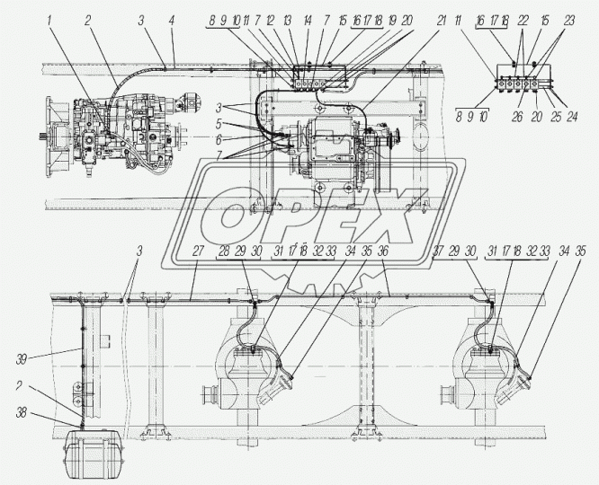 4320Х-3125075-01 Шланг тормоз. ф14 L=1000 Г=М14+К17/Ш=М10+К11 подкачки шин длинный Урал