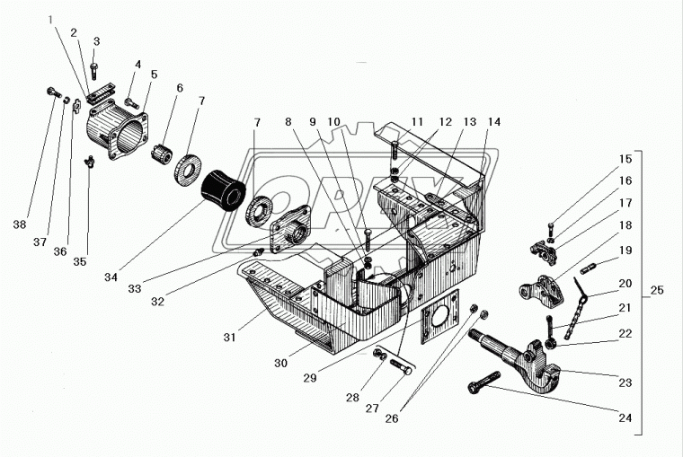 375-2805044 Пластина (сталь) 255х37 1отв.ф16, 3отв шестигран. Урал