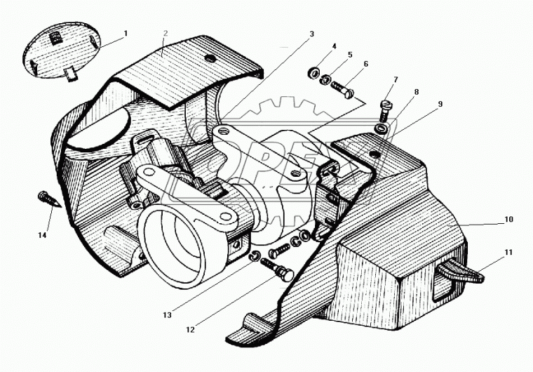 4320-3403073 Кожух защитный рулевой колонки левый, (ПВХ) с квадратным отверстием Урал