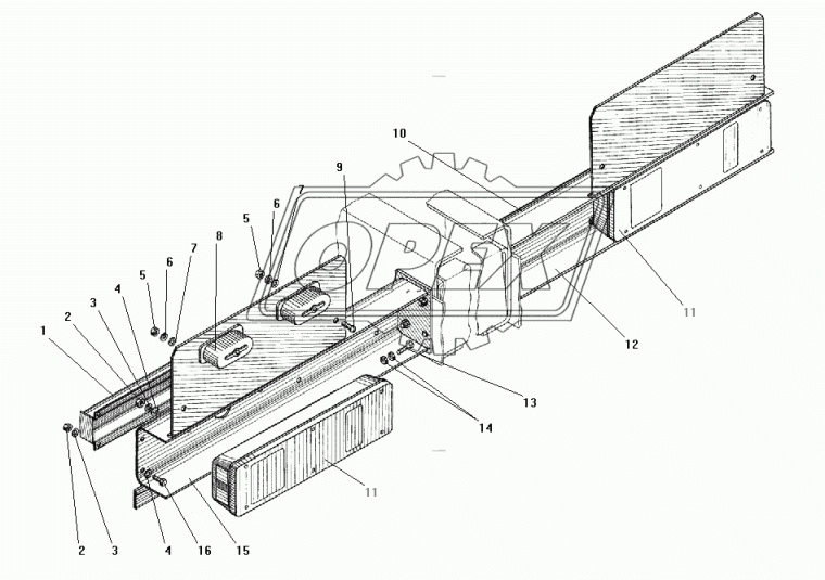 4320Х-3716014 Кронштейн заднего фонаря правого (прямоуг.форма) Урал