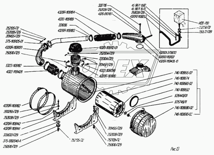 375-1109195-Б3 Шланг (РТИ) гофра ф90х100 L=360 Урал