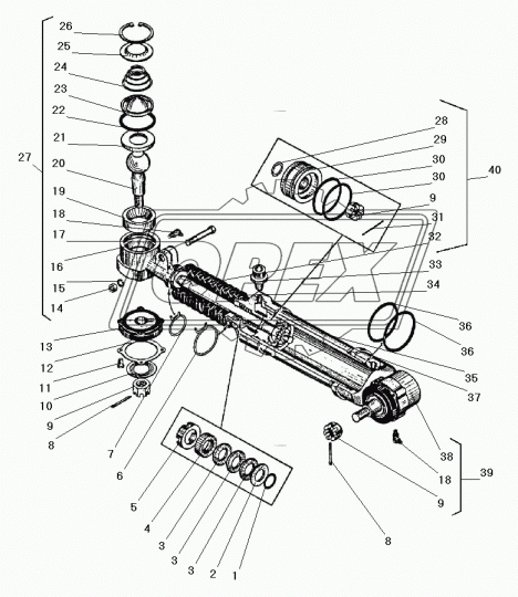 4320-3405030 Шток с поршнем в сборе ф22,5/ф70 L=427; М22х1,5 Р=56. Урал