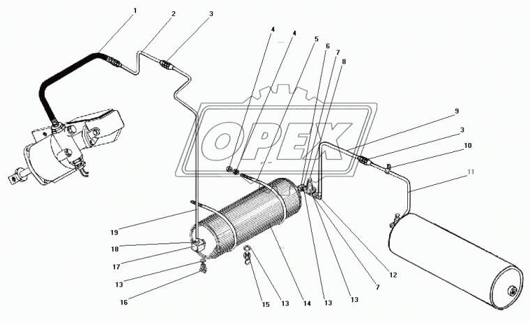 4320ЯЗ-1602191 Трубка (медь) ф10; L=975 Г=М16+К19/Г=М16+К19 привода сцепления четвертая Урал