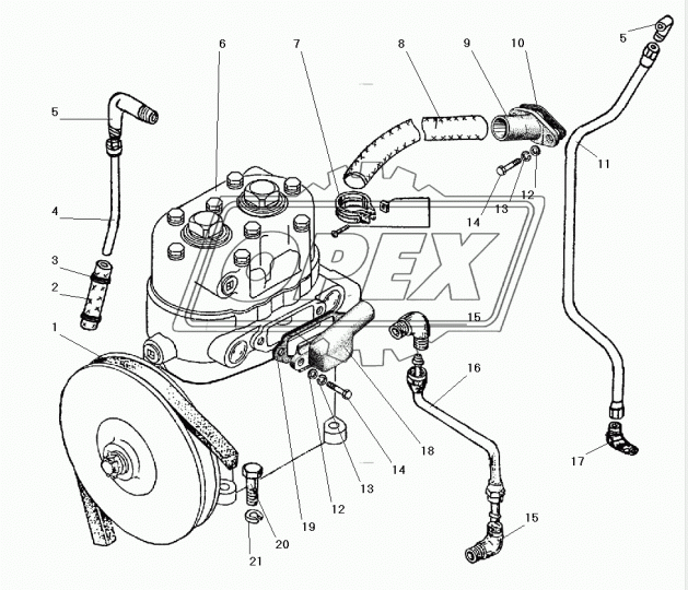 4320-1015598 Шланг МБС ф14х22; L=492 перепускной система предпуск.подогрева УРТ